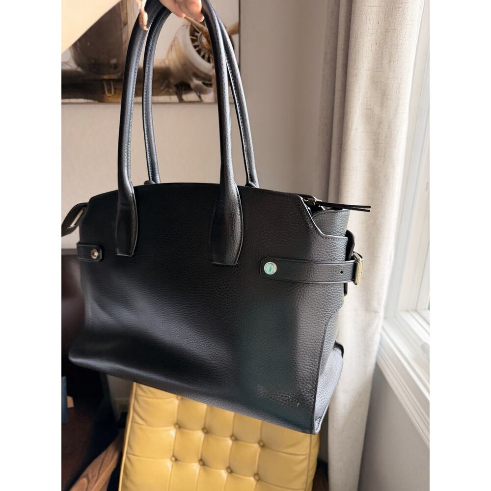 Henri Bendel Black Pebble Leather Tote with Gold Hardware Authentic - Picture 4 of 16
